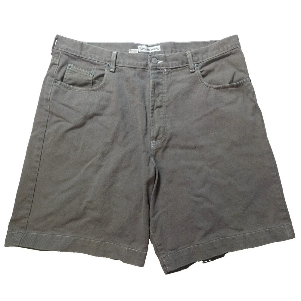 VTG 80s Banana Republic Safari Denim Shorts Mens 38 Button Fly Made in USA Jorts